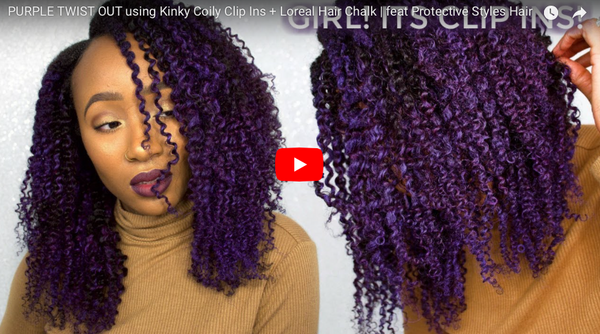 Purple Twist Out Using Kinky Coily Clip-Ins By @ASEAMAE